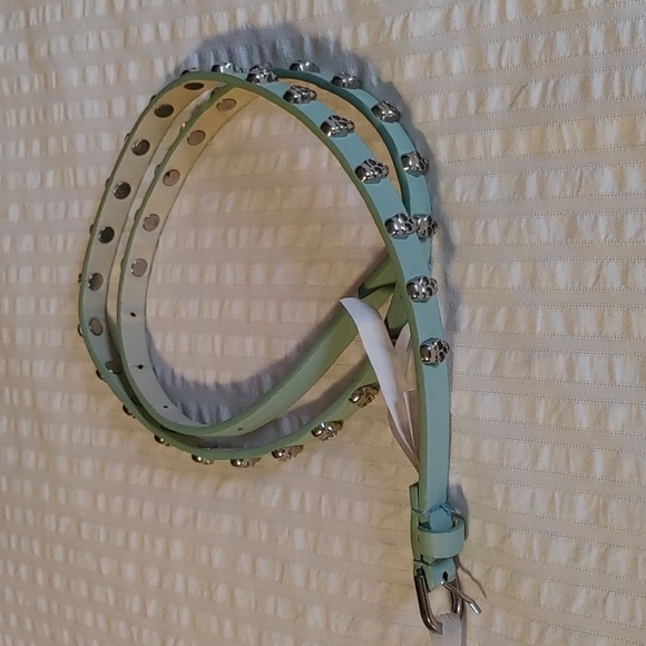 🌻NWT Light Green Silver Skull Belt Size Large - Picture 1 of 8